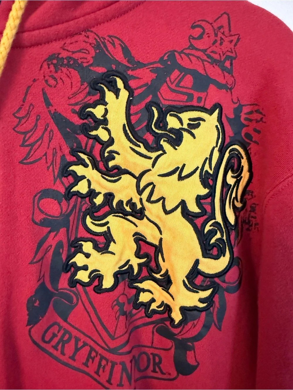 Harry Potter Gryffindor Crest Zip-Up Hoodie Red Gold Universal Studios Medium